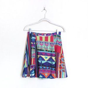 Ladakh Fun Colorful Tribal Print A-line Mini Skirt